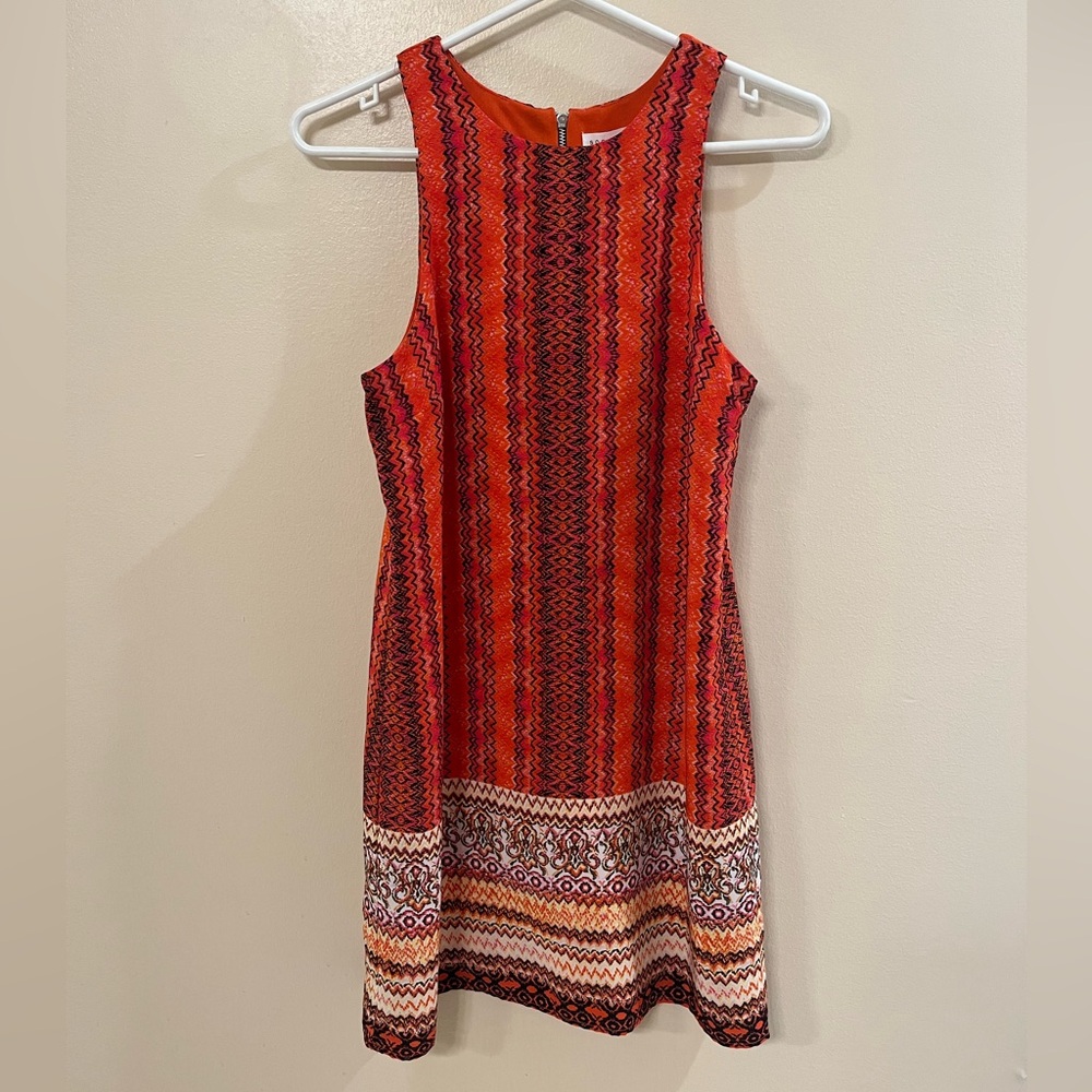 Socialite Red and Orange Halter A-line Mini Dress